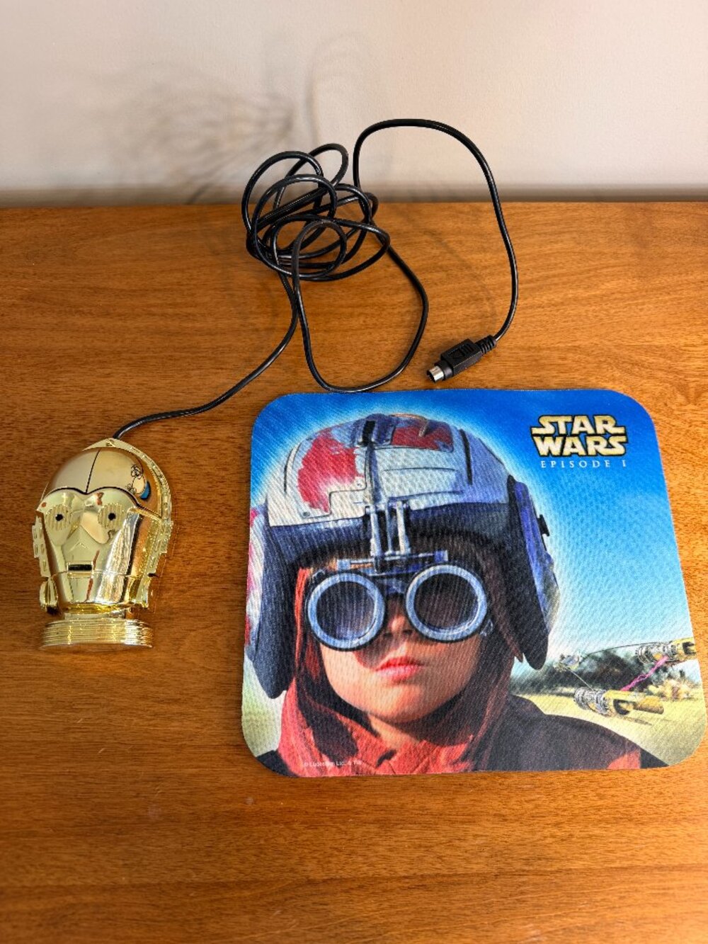Vintage 1990s Star Wars C-3PO Computer Mouse & Anakin Skywalker Mouse Pad Bundle